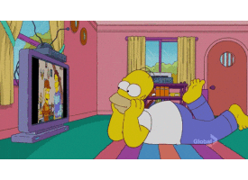 Homer Simpson binge watching TV
